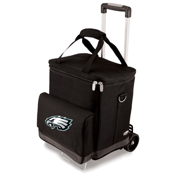 Philadelphia Eagles Cellar 6-Bottle Wine Carrier & Cooler Tote with Trolley, (Black with Gray Accents)