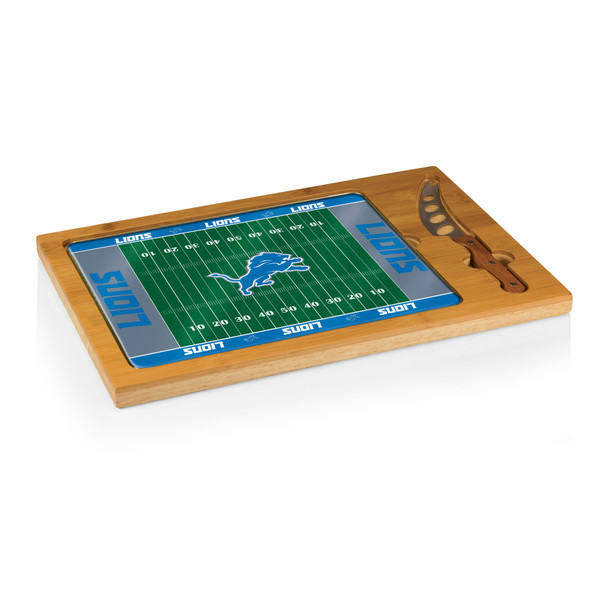 Detroit Lions Football Field Icon Glass Top Cutting Board & Knife Set, (Parawood & Bamboo)