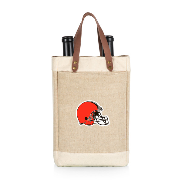Cleveland Browns Pinot Jute 2 Bottle Insulated Wine Bag, (Beige)