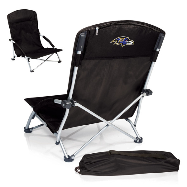 Baltimore Ravens Tranquility Beach Chair with Carry Bag, (Black)
