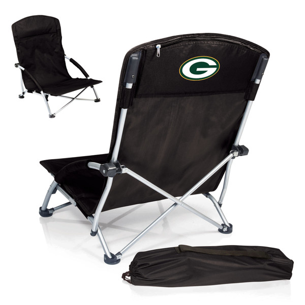 Green Bay Packers Tranquility Beach Chair with Carry Bag, (Black)