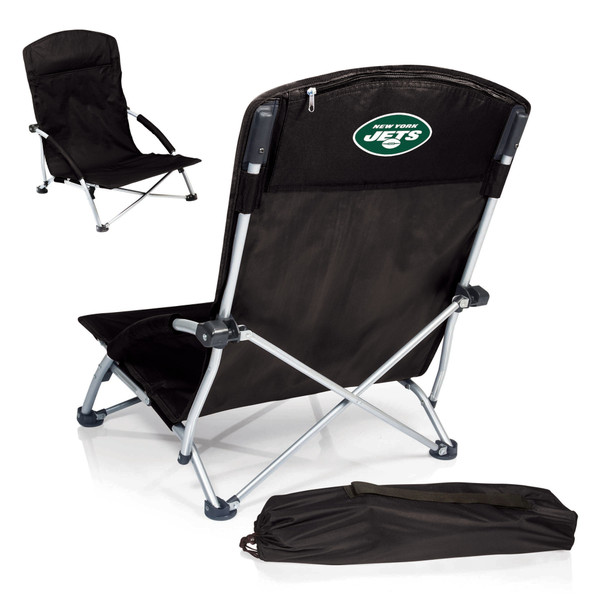 New York Jets Tranquility Beach Chair with Carry Bag, (Black)