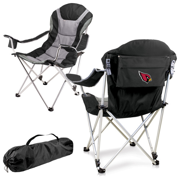 Arizona Cardinals Reclining Camp Chair, (Black with Gray Accents)