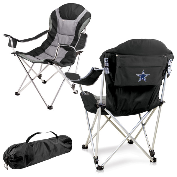 Dallas Cowboys Reclining Camp Chair, (Black with Gray Accents)