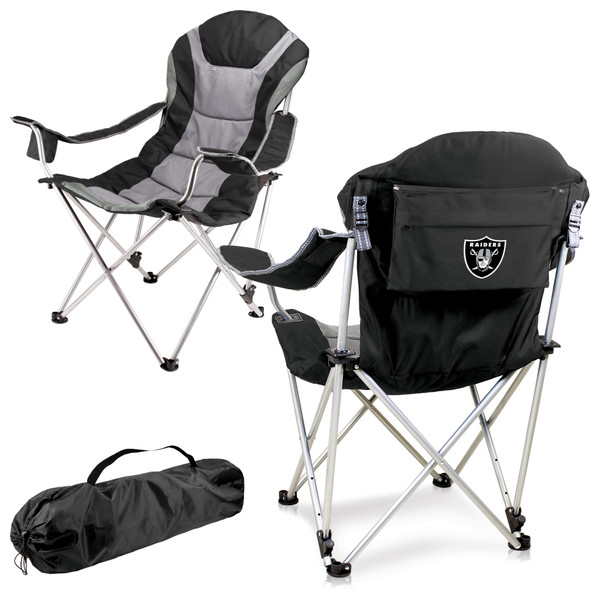 Las Vegas Raiders Reclining Camp Chair, (Black with Gray Accents)