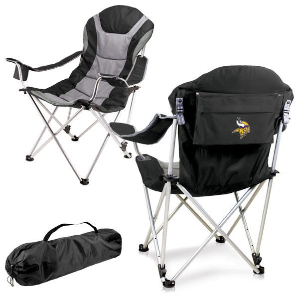 Minnesota Vikings Reclining Camp Chair, (Black with Gray Accents)