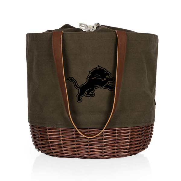 Detroit Lions Coronado Canvas and Willow Basket Tote, (Khaki Green with Beige Accents)