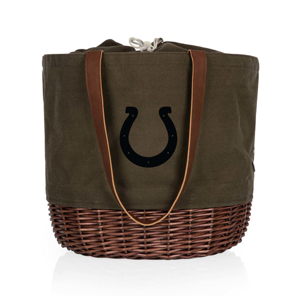 Indianapolis Colts Coronado Canvas and Willow Basket Tote, (Khaki Green with Beige Accents)