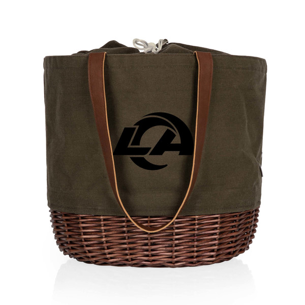 Los Angeles Rams Coronado Canvas and Willow Basket Tote, (Khaki Green with Beige Accents)