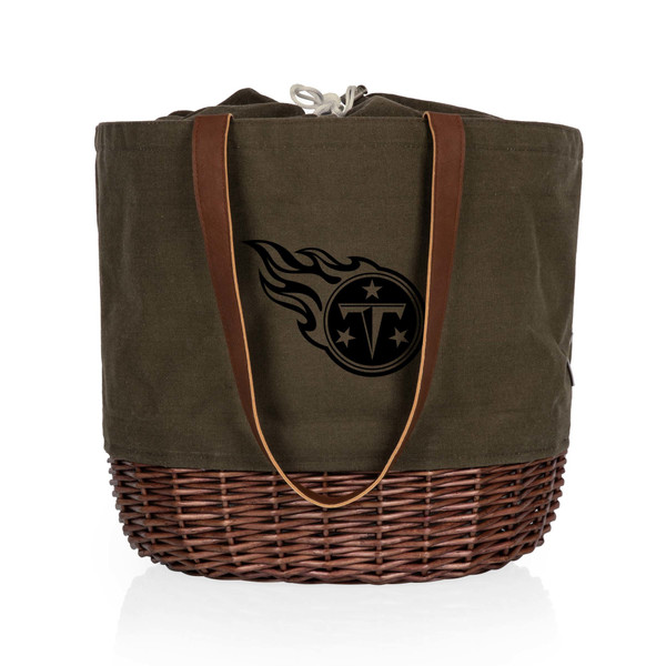 Tennessee Titans Coronado Canvas and Willow Basket Tote, (Khaki Green with Beige Accents)