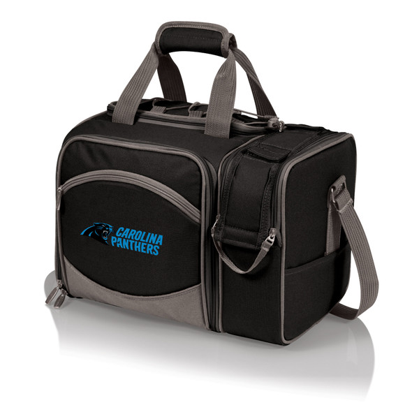 Carolina Panthers Malibu Picnic Basket Cooler, (Black with Gray Accents)