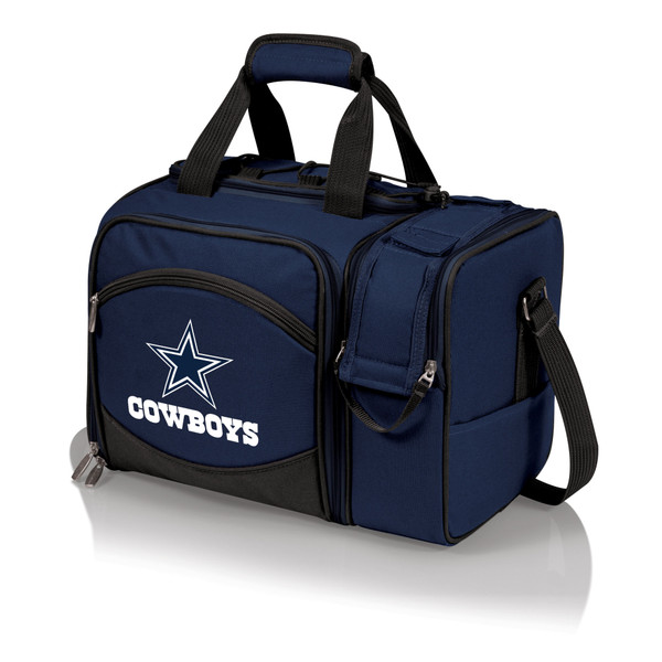 Dallas Cowboys Malibu Picnic Basket Cooler, (Navy Blue with Black Accents)