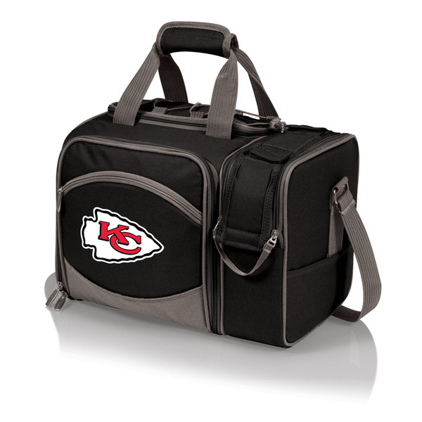 Kansas City Chiefs Malibu Picnic Basket Cooler, (Black with Gray Accents)