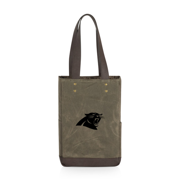 Carolina Panthers 2 Bottle Insulated Wine Cooler Bag, (Khaki Green with Beige Accents)