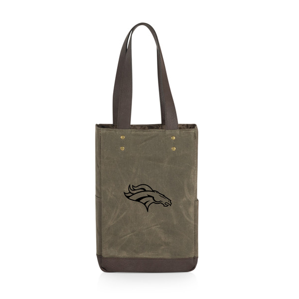 Denver Broncos 2 Bottle Insulated Wine Cooler Bag, (Khaki Green with Beige Accents)