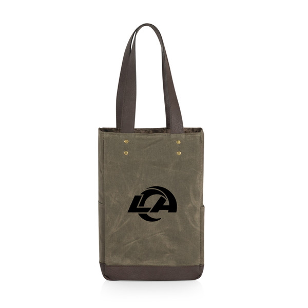 Los Angeles Rams 2 Bottle Insulated Wine Cooler Bag, (Khaki Green with Beige Accents)