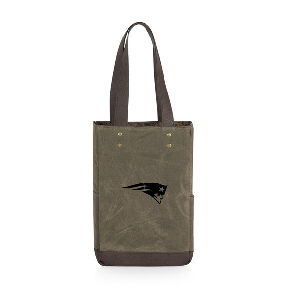 New England Patriots 2 Bottle Insulated Wine Cooler Bag, (Khaki Green with Beige Accents)