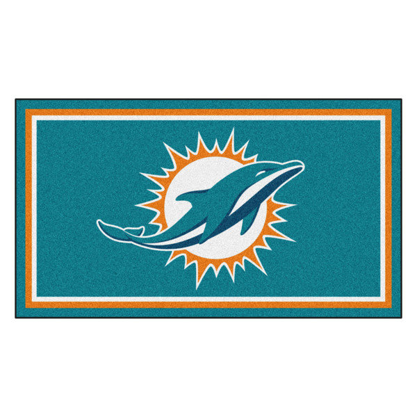 Miami Dolphins 3x5 Rug Dolphin Primary Logo Teal