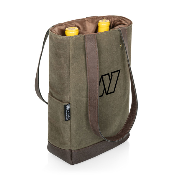 Washington Commanders 2 Bottle Insulated Wine Cooler Bag, (Khaki Green with Beige Accents)