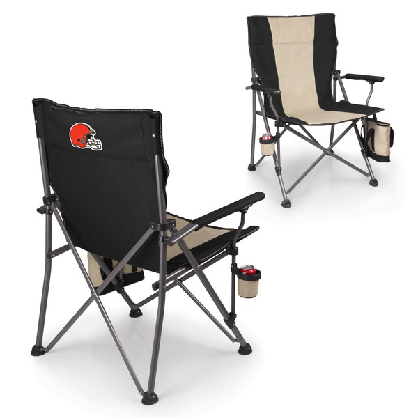 Cleveland Browns Logo Big Bear XXL Camping Chair with Cooler, (Black)