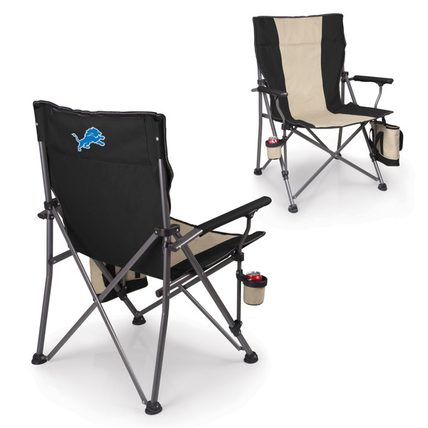 Detroit Lions Logo Big Bear XXL Camping Chair with Cooler, (Black)