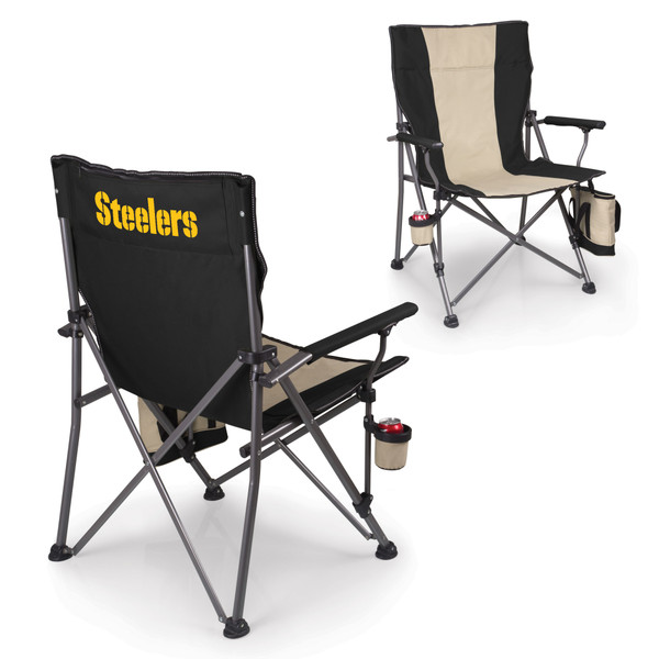 Pittsburgh Steelers Big Bear XXL Camping Chair with Cooler, (Black)