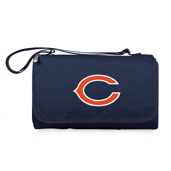 Chicago Bears Blanket Tote Outdoor Picnic Blanket, (Navy Blue with Black Flap)