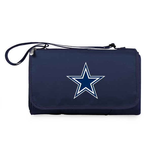 Dallas Cowboys Blanket Tote Outdoor Picnic Blanket, (Navy Blue with Black Flap)