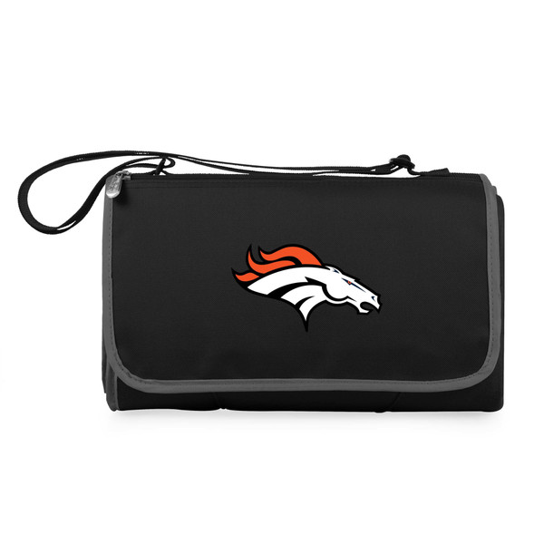 Denver Broncos Blanket Tote Outdoor Picnic Blanket, (Black with Black Exterior)