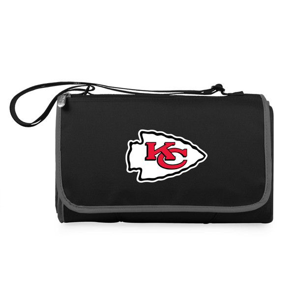 Kansas City Chiefs Blanket Tote Outdoor Picnic Blanket, (Black with Black Exterior)
