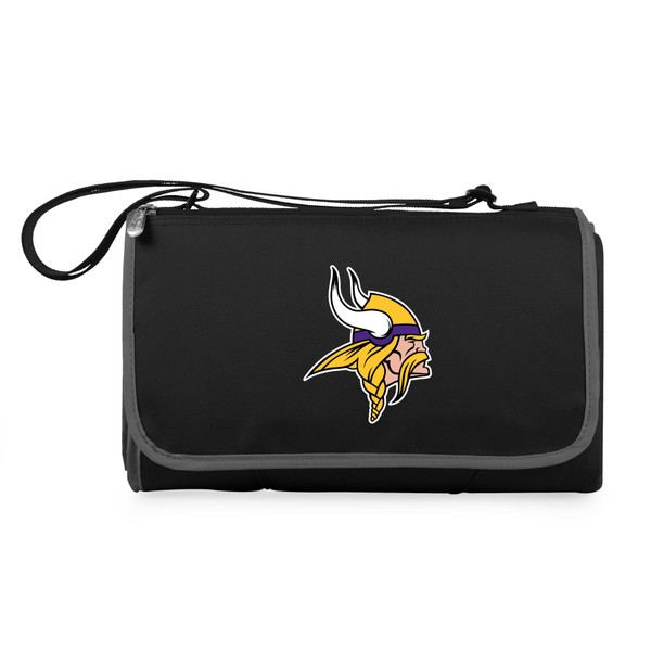 Minnesota Vikings Blanket Tote Outdoor Picnic Blanket, (Black with Black Exterior)