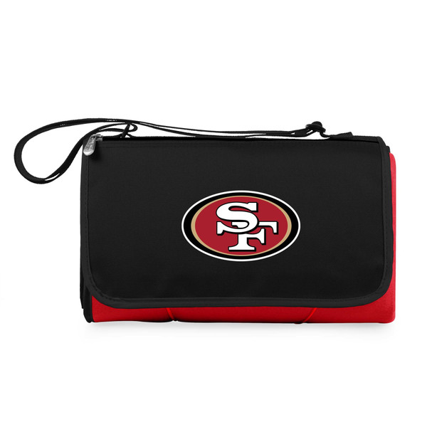 San Francisco 49ers Blanket Tote Outdoor Picnic Blanket, (Red with Black Flap)