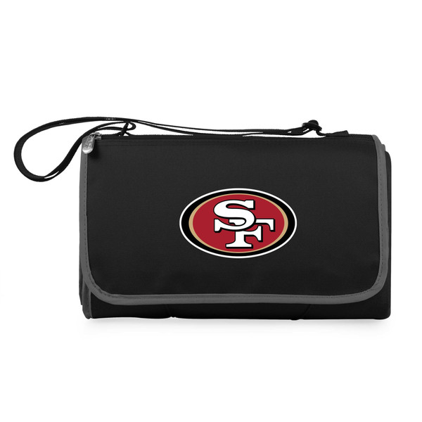 San Francisco 49ers Blanket Tote Outdoor Picnic Blanket, (Black with Black Exterior)