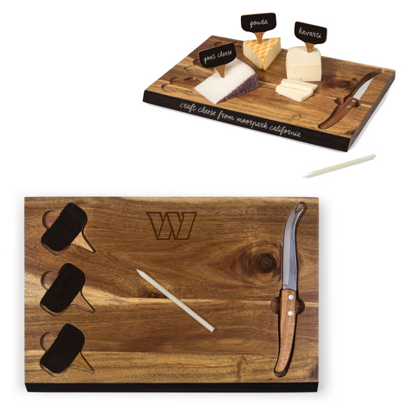 Washington Commanders Delio Acacia Cheese Cutting Board & Tools Set, (Acacia Wood)