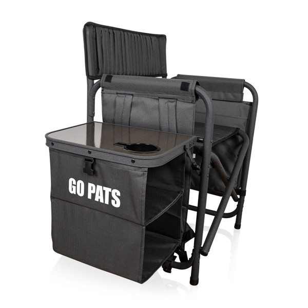 New England Patriots Fusion Camping Chair, (Dark Gray with Black Accents)