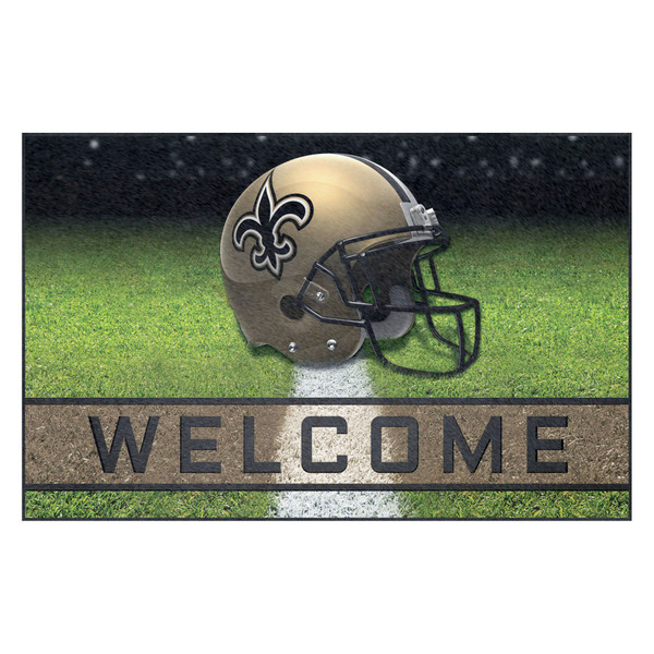 New Orleans Saints Crumb Rubber Door Mat Fleur-de-lis Primary Logo Black