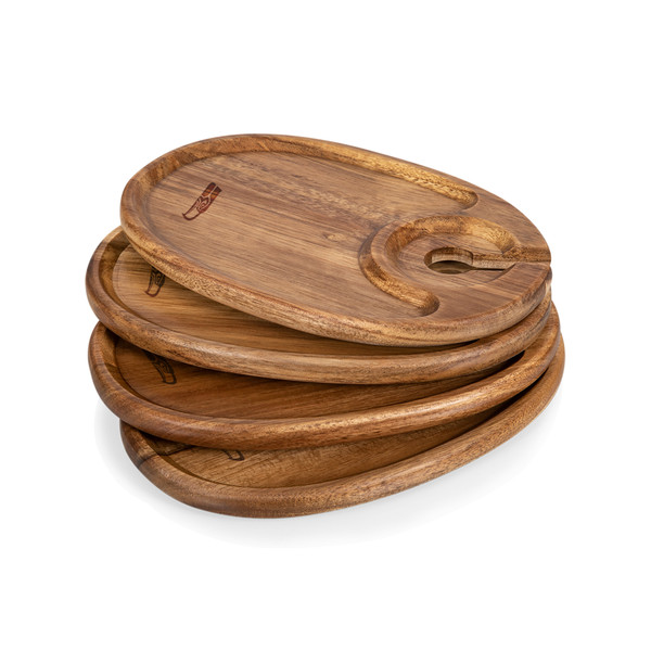 Seattle Seahawks Wine Appetizer Plate Set Of 4, (Acacia Wood)