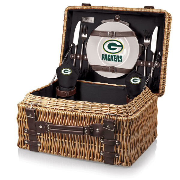 Green Bay Packers Champion Picnic Basket, (Black with Brown Accents)