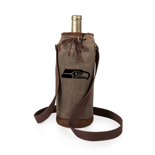 Seattle Seahawks Waxed Canvas Wine Tote, (Khaki Green)