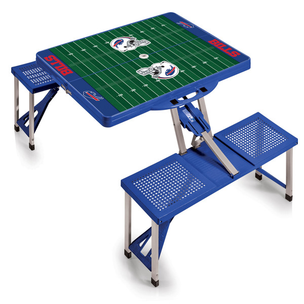 Buffalo Bills Football Field Picnic Table Portable Folding Table with Seats, (Royal Blue)