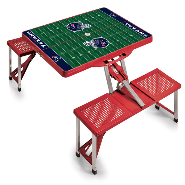 Houston Texans Football Field Picnic Table Portable Folding Table with Seats, (Red)