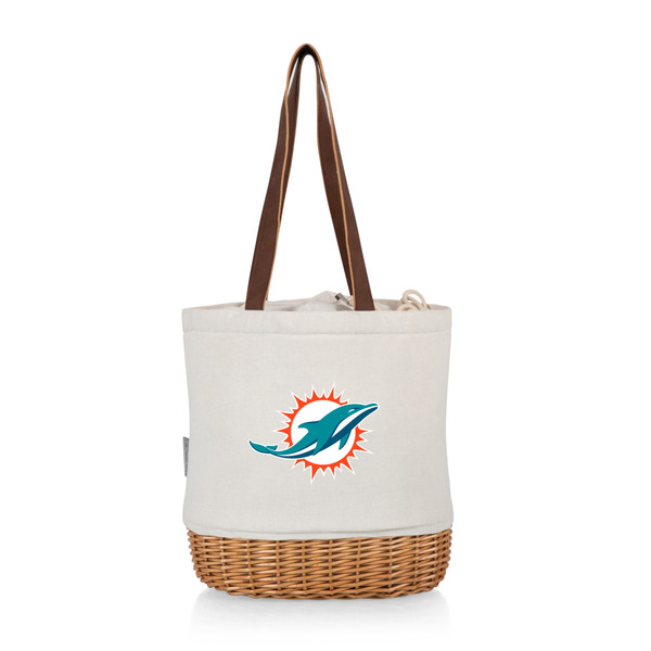 Miami Dolphins Pico Willow and Canvas Lunch Basket, (Natural Canvas)