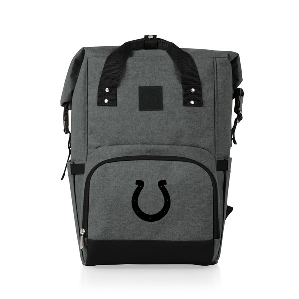 Indianapolis Colts On The Go Roll-Top Backpack Cooler, (Heathered Gray)