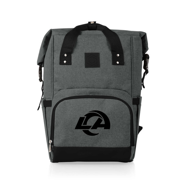 Los Angeles Rams On The Go Roll-Top Backpack Cooler, (Heathered Gray)