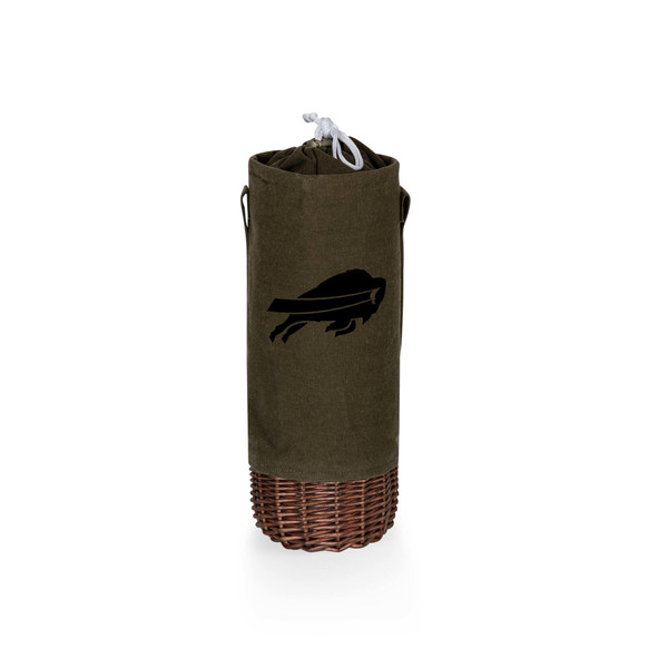 Buffalo Bills Malbec Insulated Canvas and Willow Wine Bottle Basket, (Khaki Green with Beige Accents)