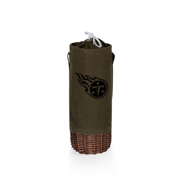 Tennessee Titans Malbec Insulated Canvas and Willow Wine Bottle Basket, (Khaki Green with Beige Accents)