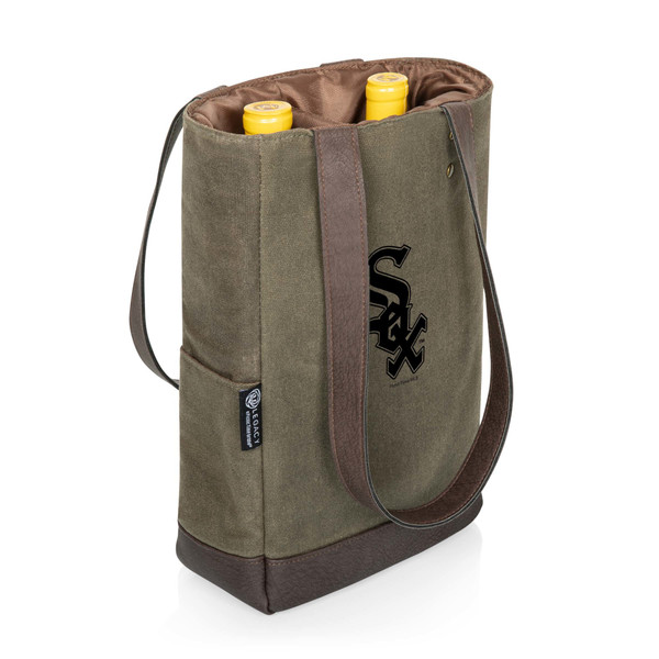 Chicago White Sox 2 Bottle Insulated Wine Cooler Bag (Khaki Green with Beige Accents)