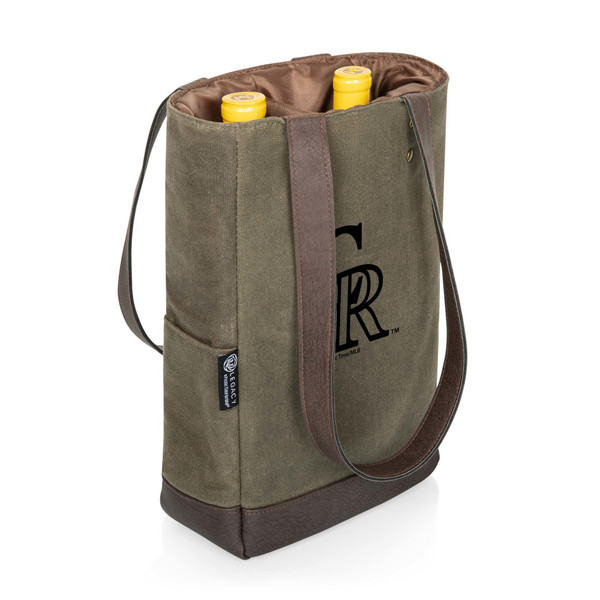 Colorado Rockies 2 Bottle Insulated Wine Cooler Bag (Khaki Green with Beige Accents)