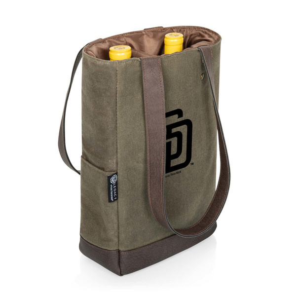 San Diego Padres 2 Bottle Insulated Wine Cooler Bag (Khaki Green with Beige Accents)