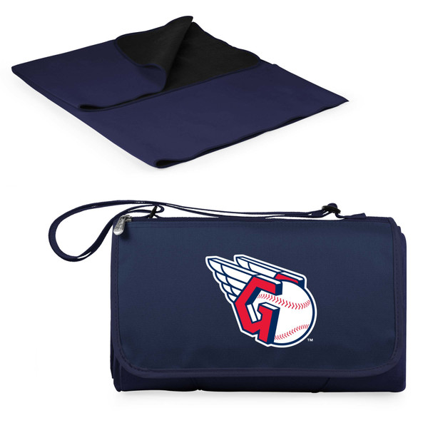 Cleveland Guardians Blanket Tote Outdoor Picnic Blanket (Navy Blue with Blue Flap)